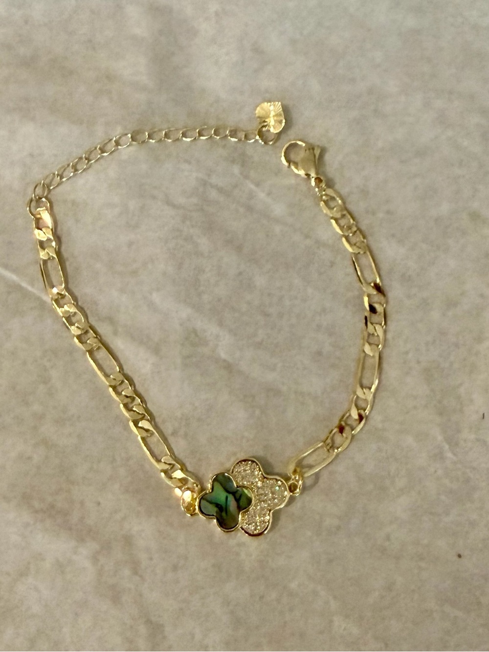 Gold-Tone Iridescent Flower Charm Bracelet